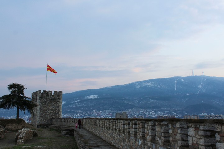 The Millennium Cross and Kale Fortress, Skopje, Macedonia