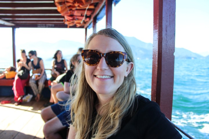 Nicola on the boat to Ilha Grande, Rio de Janeiro, Brazil